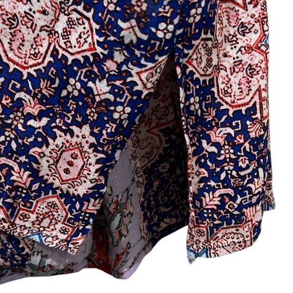 Lucky Brand 1X Plus Size Bollywood Bohemian Floral Long Sleeve Tassel Blouse Y9 - Picture 8 of 8